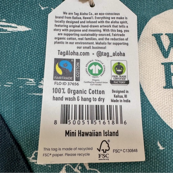 Whole Foods Hawai‘i Tag Aloha Organic Canvas Mini Tote NWT - Picture 6 of 6